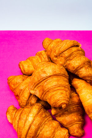 Fresh and delicious croissants isolated. French breakfast concept.の写真素材