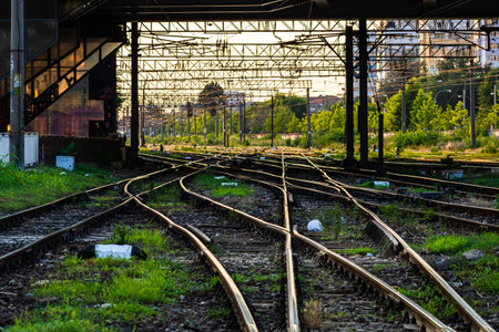 Railway sorting station for trains in Bucharest, Romania, 2020のeditorial素材