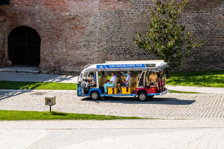 An electric open car for transportation of tourists in Alba Iulia, 2021のeditorial素材