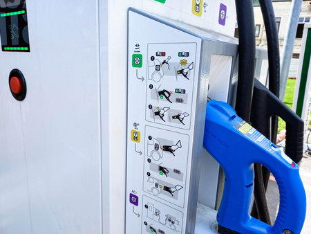Electric car charging point, electrical car charging station in Bucharest, Romania, 2021