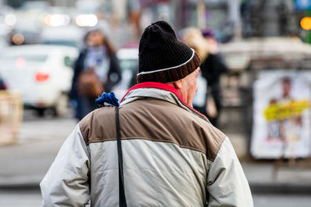 People moving, pedestrians walking in downtown district of Bucharest, Romania, 2021のeditorial素材