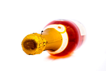 Bottle of Burg Schonneck sparkling wine, prosecco wine isolated on white. Illustrative editorial photo shot in Bucharest, Romania, 2021のeditorial素材