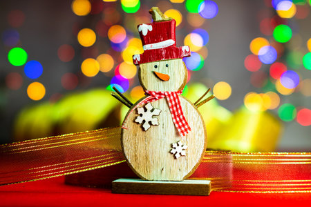 Christmas decorations against lights background