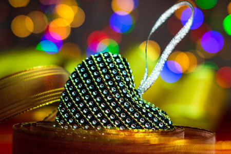 Christmas decorations against lights background