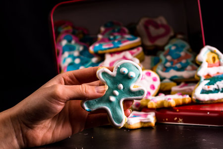 Detail of tasty homemade Christmas cookies