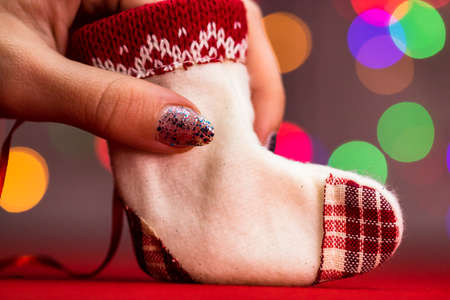 Christmas concept with decoration and bokeh ligths backgroundの写真素材