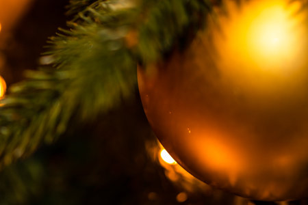 Christmas concept with decoration and bokeh ligths backgroundの写真素材