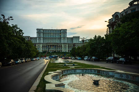 Unirii central city fountain in Bucharest, capital of Romaniaのeditorial素材