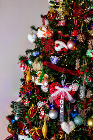 Beautiful Christmas tree with lights and decorations
