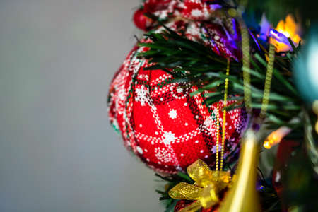 Christmas decoration hanging in Christmas treeの写真素材