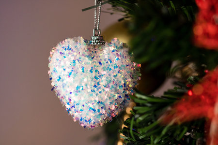 Christmas decoration hanging in Christmas treeの写真素材
