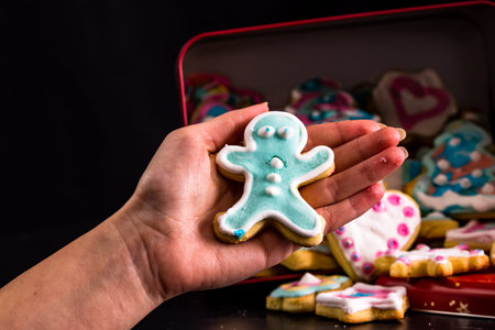 Detail of tasty homemade Christmas cookiesの写真素材