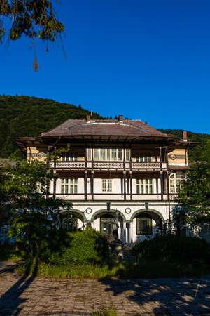 Architecture in the Baroque style on Boulevard of Carol the First in Sinaia city in Romania, 2021のeditorial素材