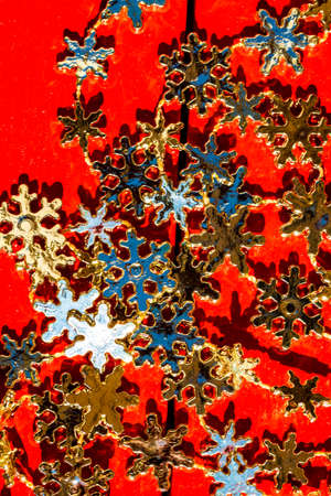 Christmas composition with seasonal decorations and ornamentsの写真素材