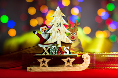 Christmas concept with decoration and bokeh ligths backgroundの写真素材