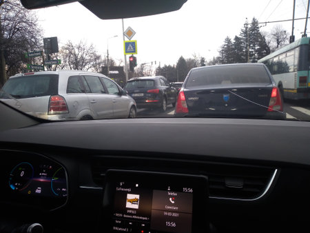 New Renault Zoe electric car. New modern technology, interior design details. Bucharest, Romania,...
