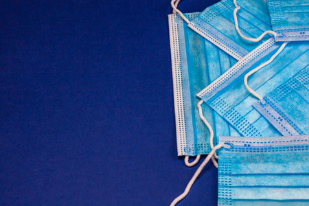 Close up and detail of medical hygienic mask, face protective surgical masks isolated.
