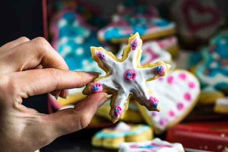 Detail of tasty homemade Christmas cookies
