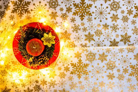 Christmas concept flat lay. Christmas backgroung copy spaceの写真素材
