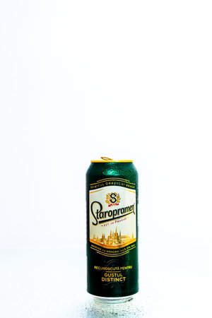 Can of Staropramen beer in Bucharest, Romania, 2021のeditorial素材