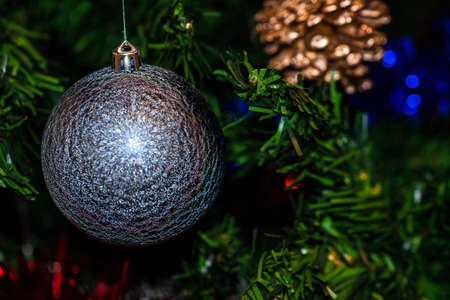 Christmas composition with seasonal decorations and ornamentsの写真素材