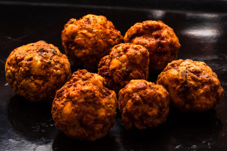 Detail of fresh fried meatballs