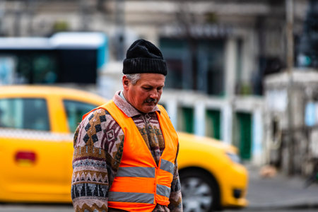 Construction workers in Bucharest, Romania, 2021