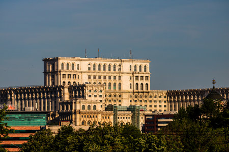 Detail view of The Palace of Parliament in Bucharest, Romania, 2021のeditorial素材