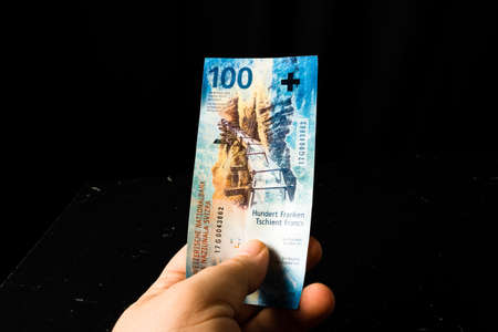 Swiss franc banknote.  CHF currency, world money conceptの写真素材