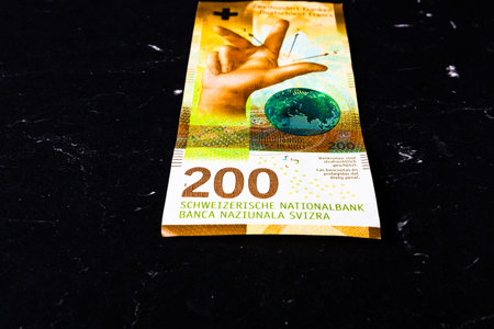 Swiss franc banknote.  CHF currency, world money concept