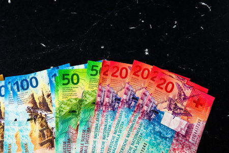 Swiss franc banknote.  CHF currency, world money concept