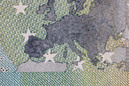 Close up macro detail of EURO money banknotes, detail photo of EURO. World money concept, inflation and economy conceptの写真素材