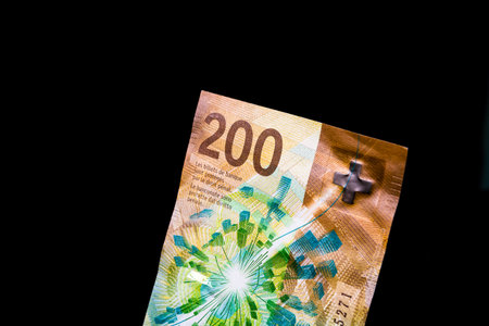 Swiss franc banknote.  CHF currency, world money conceptの写真素材