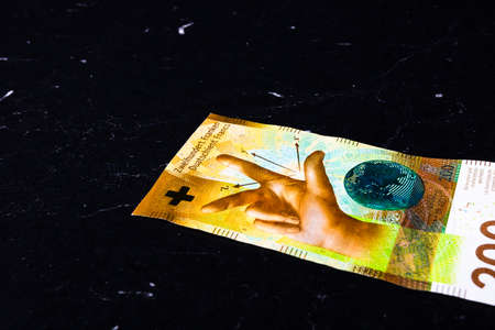 Swiss franc banknote.  CHF currency, world money conceptの写真素材