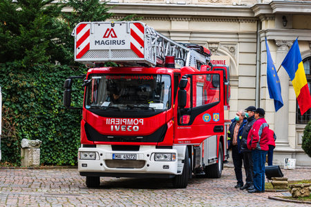 Romanian Firefighting emergency fireman (Pompierii) in Bucharest, Romania, 2022