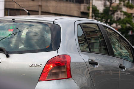 Car traffic at rush hour. Car pollution, traffic jam in Bucharest, Romania, 2022のeditorial素材