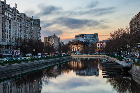 Car traffic, pollution, traffic jam in the morning and evening in the capital city of Bucharest,...
