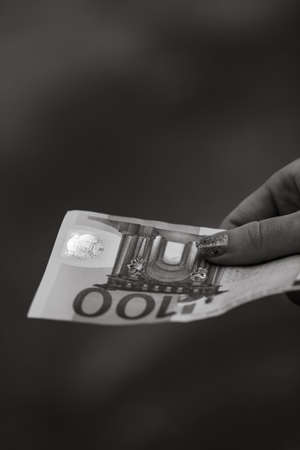 Money black and white. Detail of moneyの写真素材