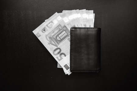 Money black and white. Detail of moneyの写真素材