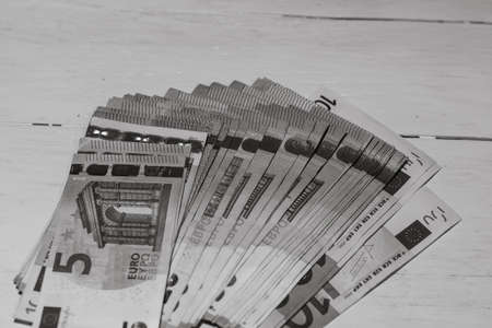 Money black and white. Detail of moneyの写真素材