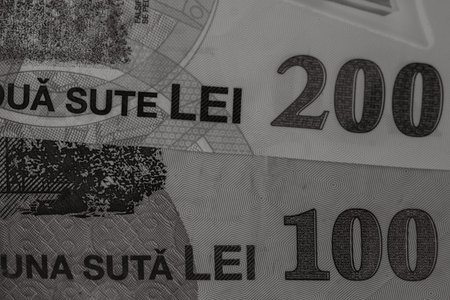 Money black and white. Detail of money