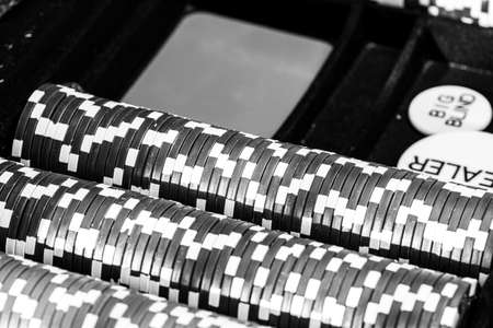 Poker chips, money and gambleの写真素材