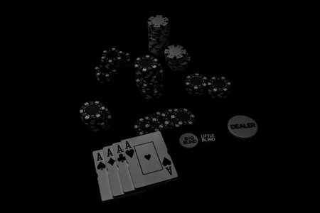 Poker chips, money and gamble