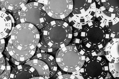 Poker chips, money and gamble