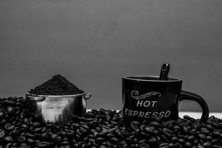 Black coffee cup. Breakfast coffee conceptの写真素材