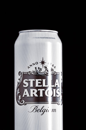 Stella Artois beer can. Bucharest, Romania, 2022のeditorial素材