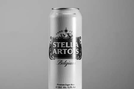Stella Artois beer can. Bucharest, Romania, 2022のeditorial素材