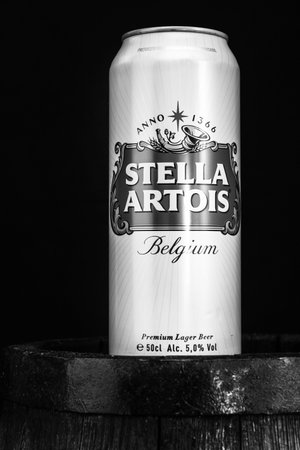 Stella Artois beer can. Bucharest, Romania, 2022