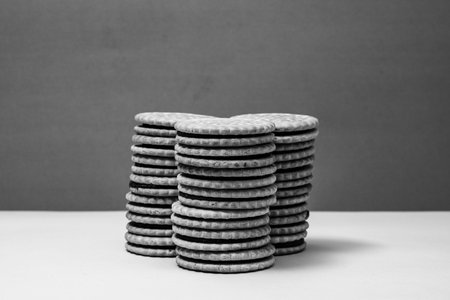 Round biscuits with chocolate cream, sandwich biscuits with chocolate filling