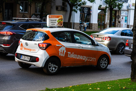 Car traffic at rush hour. Car pollution, car on the road in Bucharest, Romania, 2022